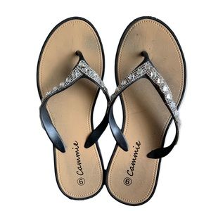Cammie flat flip flop sandals with jeweled straps 8